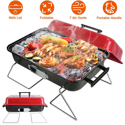 Portable Charcoal Tabletop Grill with Lid - A-1 Thread Vault