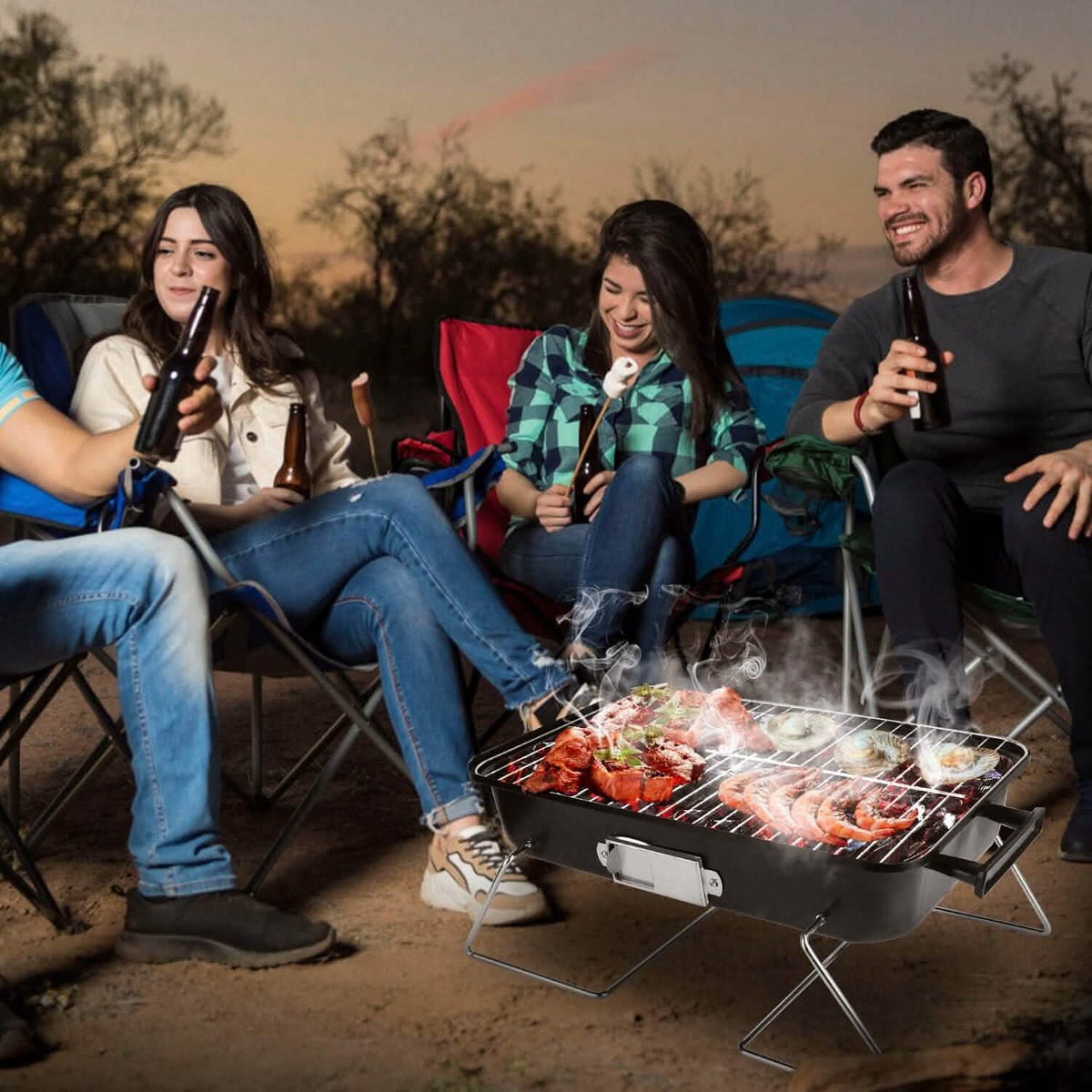Portable Charcoal Tabletop Grill with Lid - A-1 Thread Vault