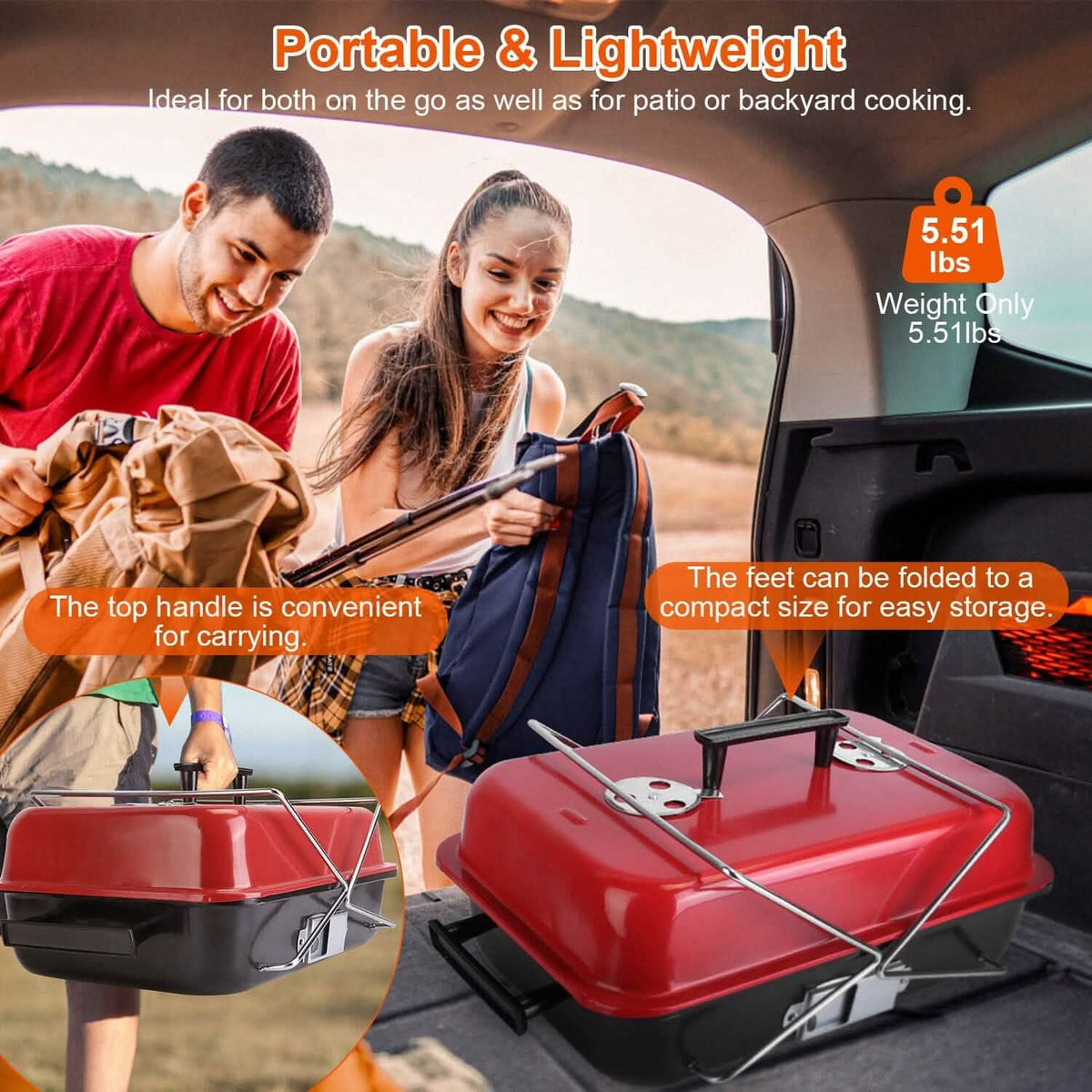 Portable Charcoal Tabletop Grill with Lid - A-1 Thread Vault