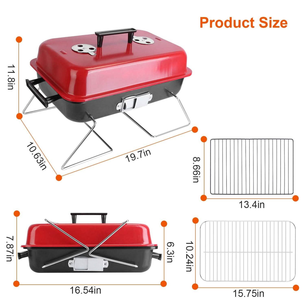 Portable Charcoal Tabletop Grill with Lid - A-1 Thread Vault