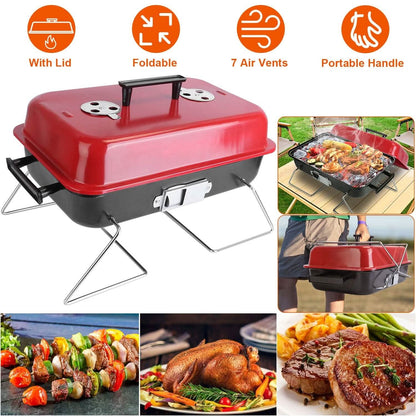 Portable Charcoal Tabletop Grill with Lid - A-1 Thread Vault