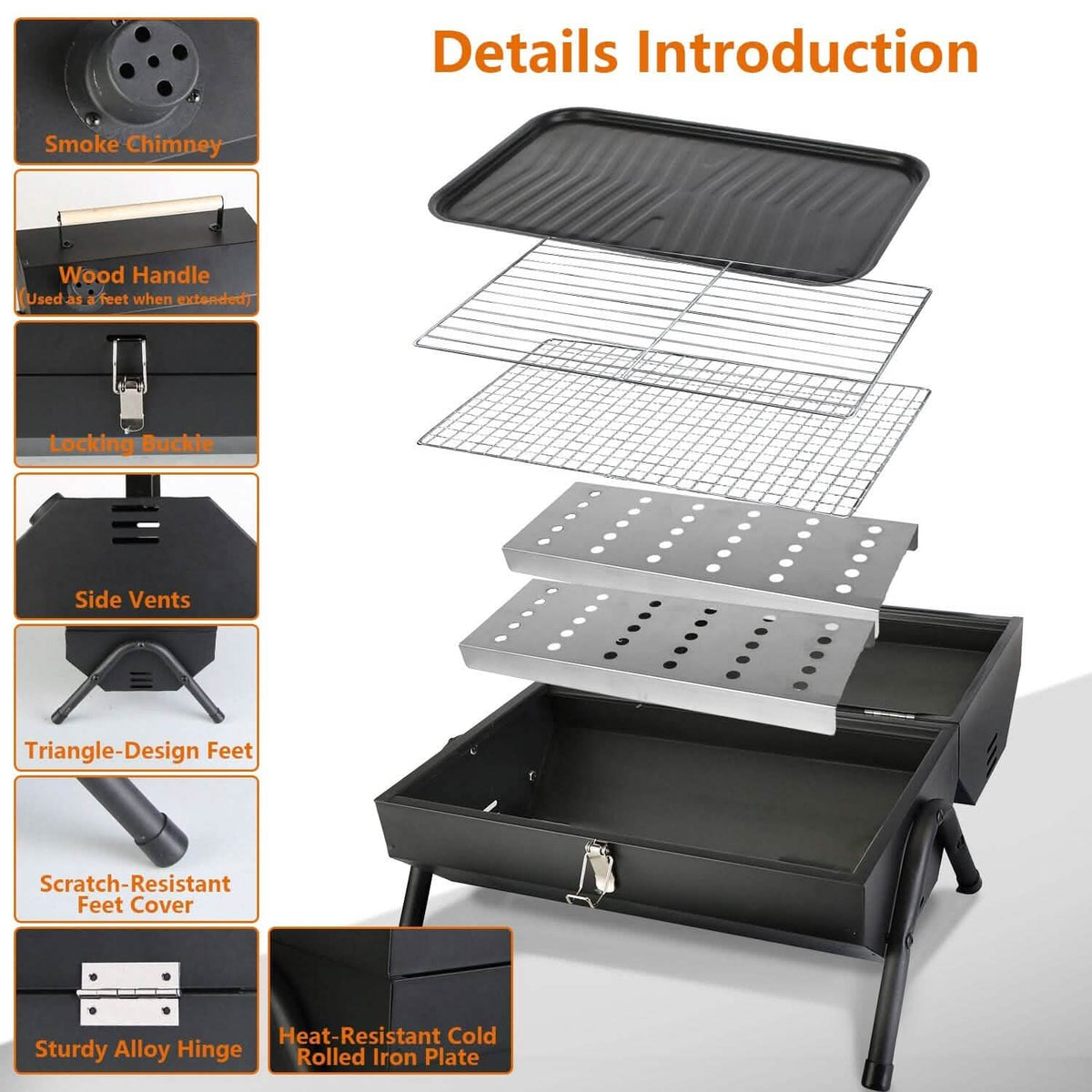 Portable Charcoal Two Sides Folding BBQ Grill - A-1 Thread Vault