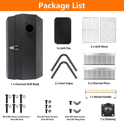 Portable Charcoal Two Sides Folding BBQ Grill - A-1 Thread Vault