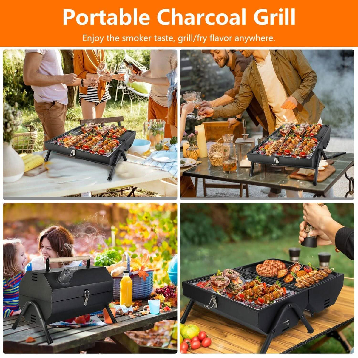 Portable Charcoal Two Sides Folding BBQ Grill - A-1 Thread Vault