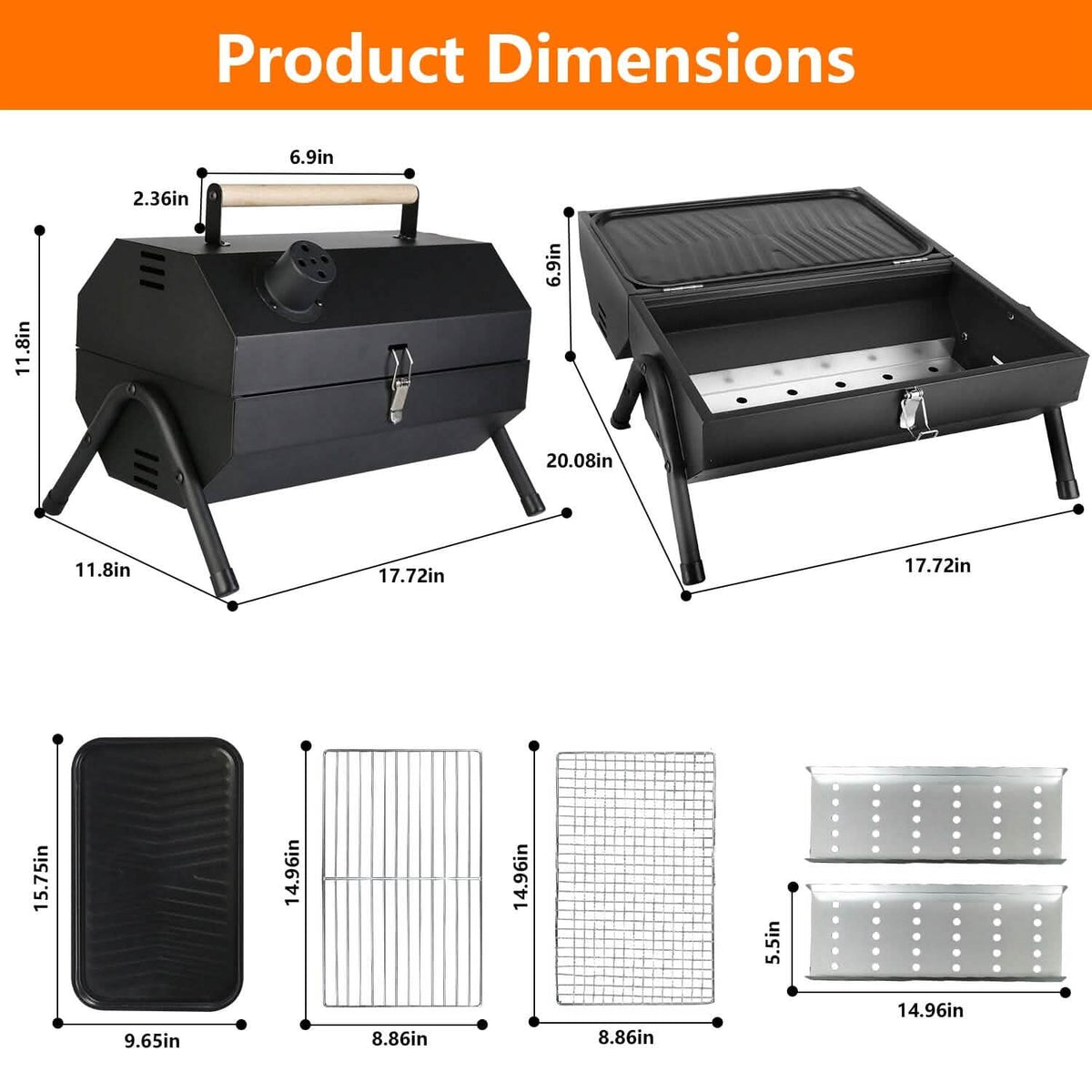 Portable Charcoal Two Sides Folding BBQ Grill - A-1 Thread Vault