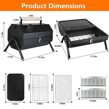Portable Charcoal Two Sides Folding BBQ Grill - A-1 Thread Vault