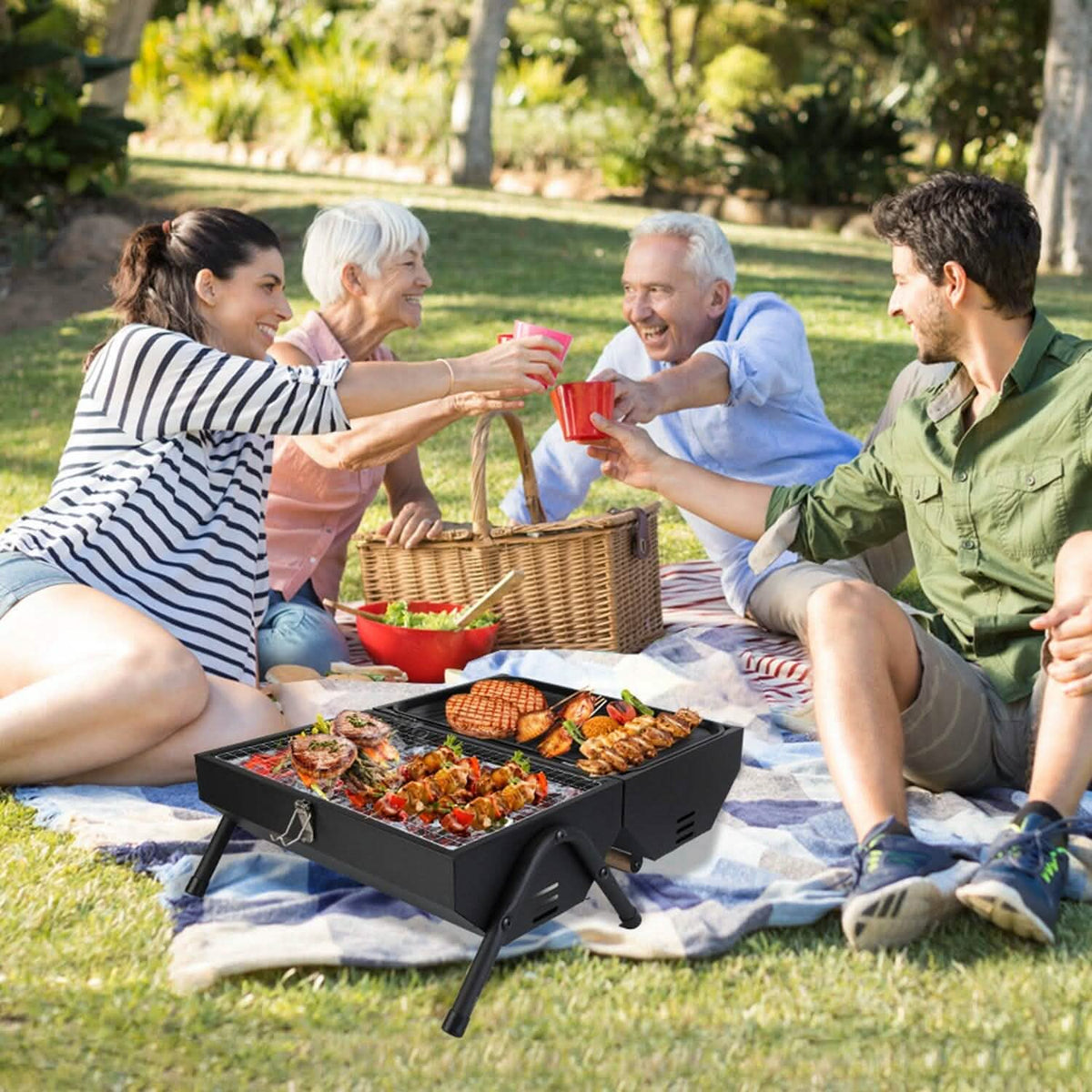 Portable Charcoal Two Sides Folding BBQ Grill - A-1 Thread Vault