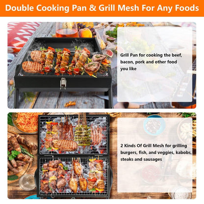 Portable Charcoal Two Sides Folding BBQ Grill - A-1 Thread Vault