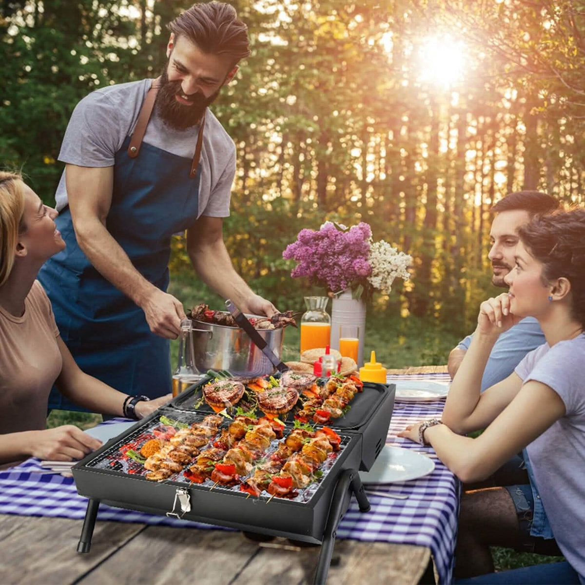 Portable Charcoal Two Sides Folding BBQ Grill - A-1 Thread Vault