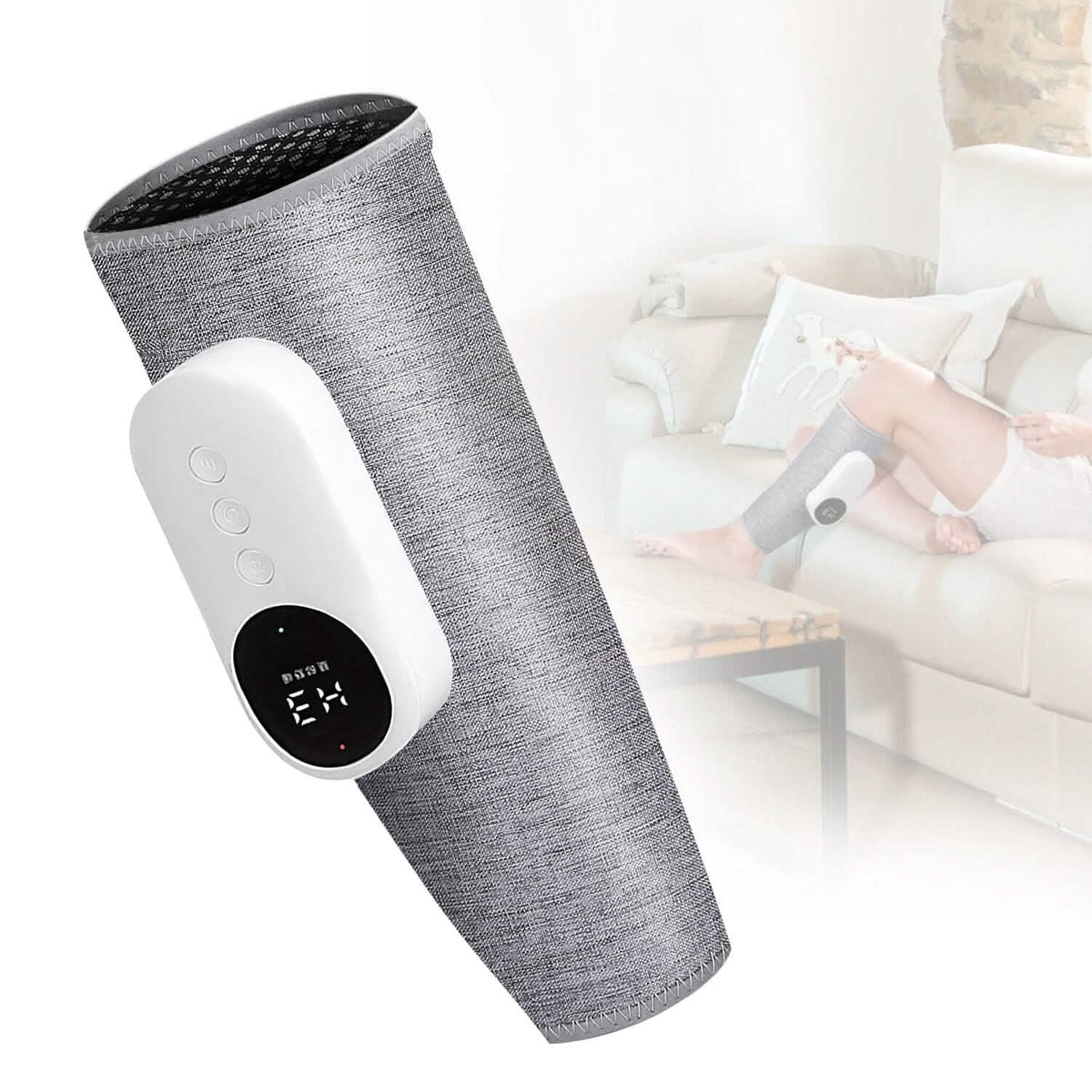 Portable Cordless Rechargeable Air Leg Compression Massage Adjustable Wrap with 3 Modes Intensities Heating Function - A-1 Thread Vault
