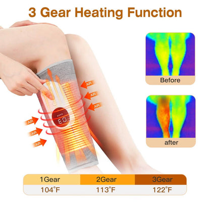 Portable Cordless Rechargeable Air Leg Compression Massage Adjustable Wrap with 3 Modes Intensities Heating Function - A-1 Thread Vault