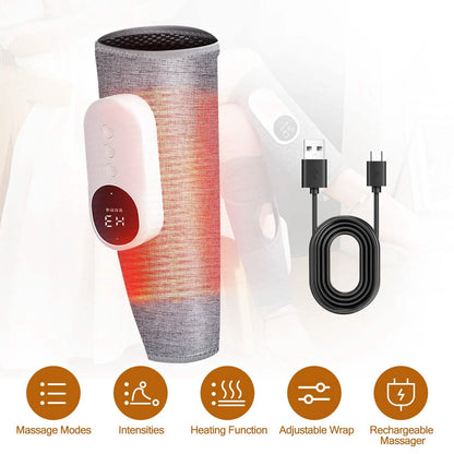 Portable Cordless Rechargeable Air Leg Compression Massage Adjustable Wrap with 3 Modes Intensities Heating Function - A-1 Thread Vault