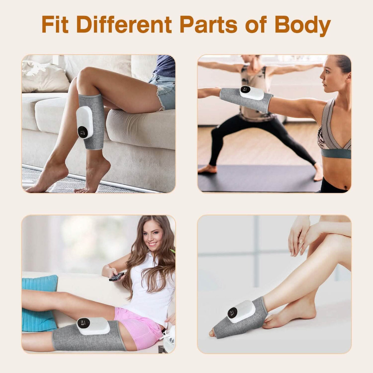 Portable Cordless Rechargeable Air Leg Compression Massage Adjustable Wrap with 3 Modes Intensities Heating Function - A-1 Thread Vault