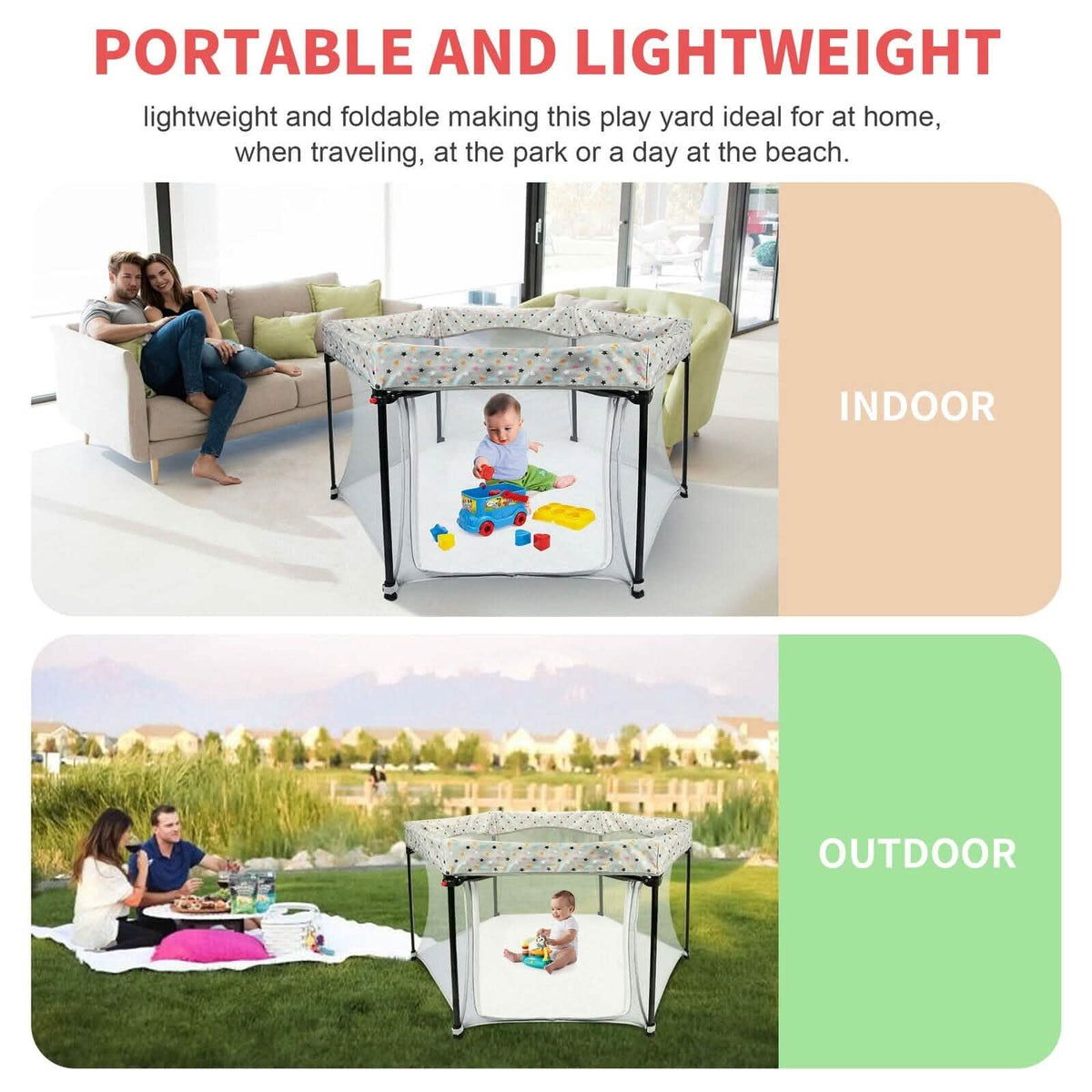 Portable Folding Playard for Babies, Toddler Indoor & Outdoor Play - A-1 Thread Vault