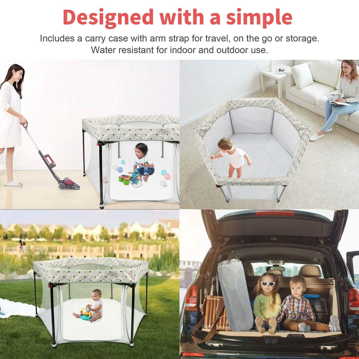 Portable Folding Playard for Babies, Toddler Indoor & Outdoor Play - A-1 Thread Vault
