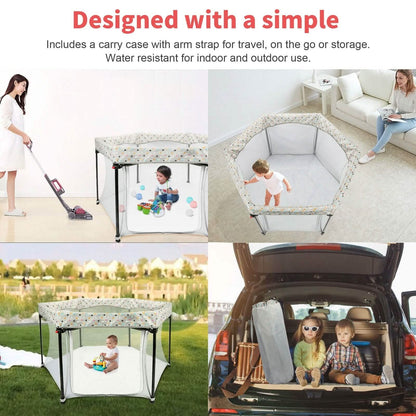Portable Folding Playard for Babies, Toddler Indoor & Outdoor Play - A-1 Thread Vault