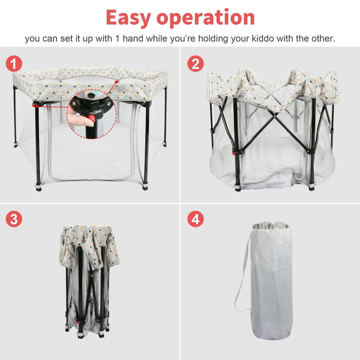Portable Folding Playard for Babies, Toddler Indoor & Outdoor Play - A-1 Thread Vault