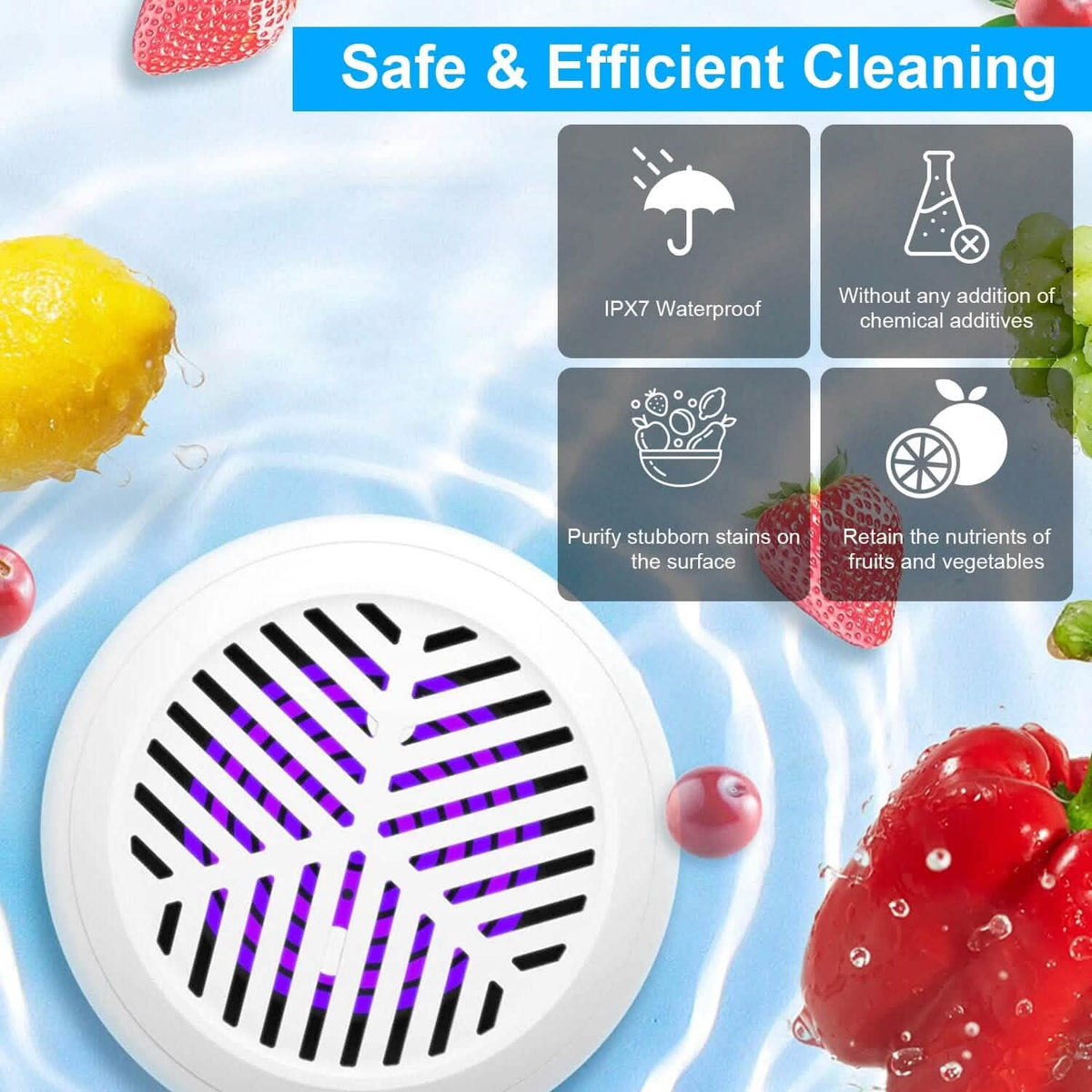 Portable Fruit Vegetable Washing Machine IPX7 Waterproof Rechargeable Fruit Cleaner - A-1 Thread Vault