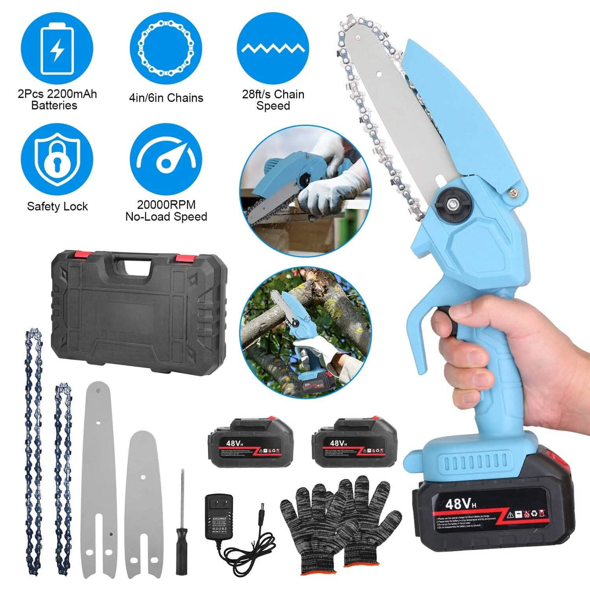 Portable Handheld Cordless Small Chain Saw Battery Powered - A-1 Thread Vault