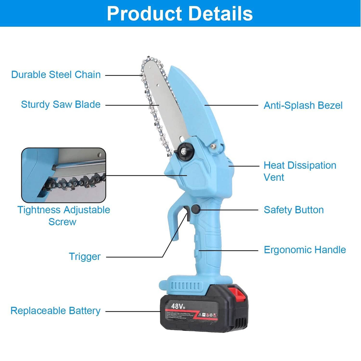 Portable Handheld Cordless Small Chain Saw Battery Powered - A-1 Thread Vault