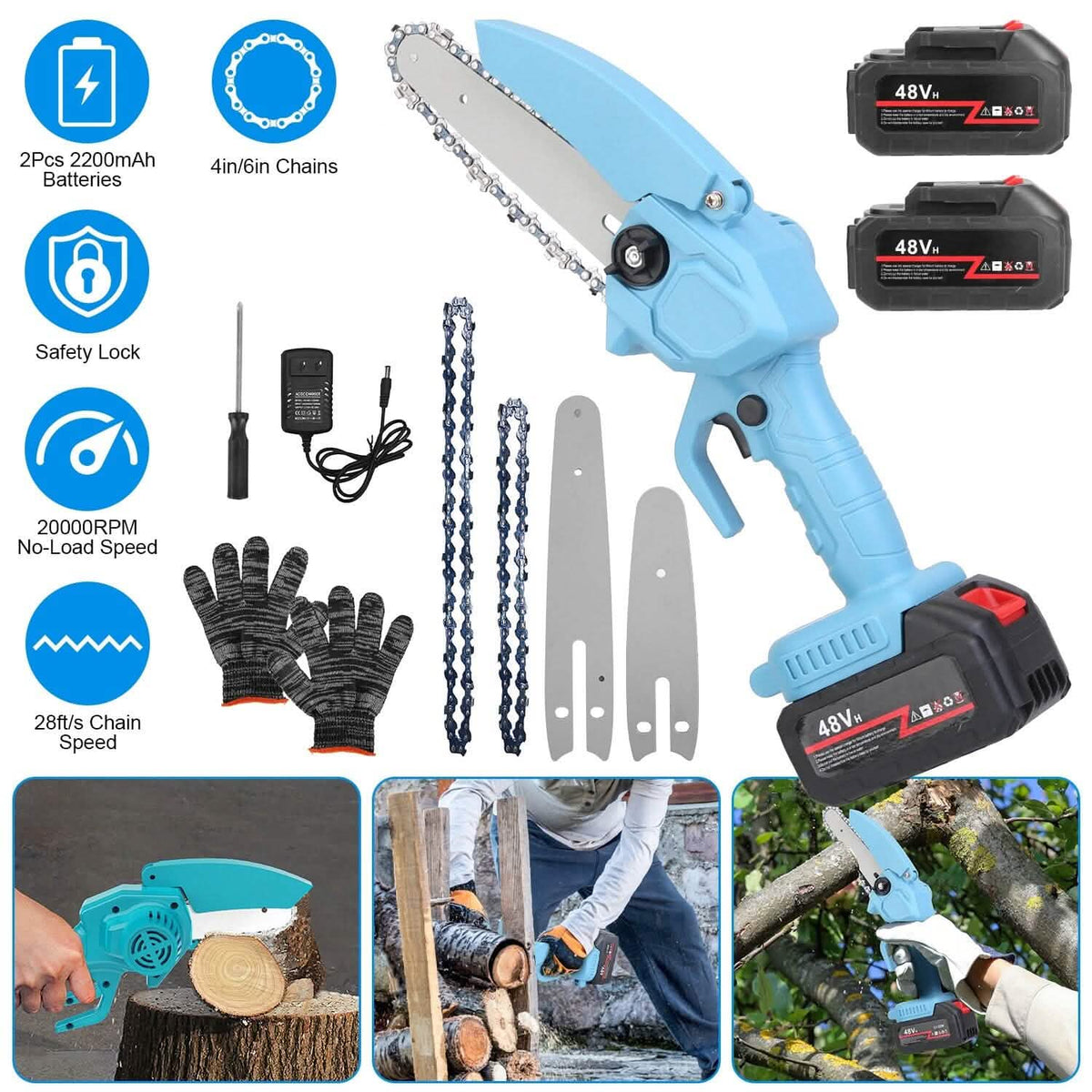 Portable Handheld Cordless Small Chain Saw Battery Powered - A-1 Thread Vault