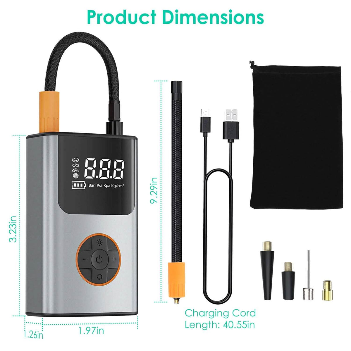 Portable Mini Tire Inflator with Digital Display LED Light - A-1 Thread Vault