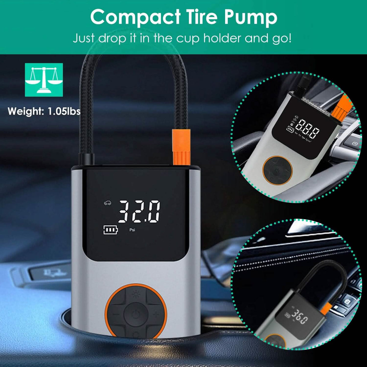 Portable Mini Tire Inflator with Digital Display LED Light - A-1 Thread Vault