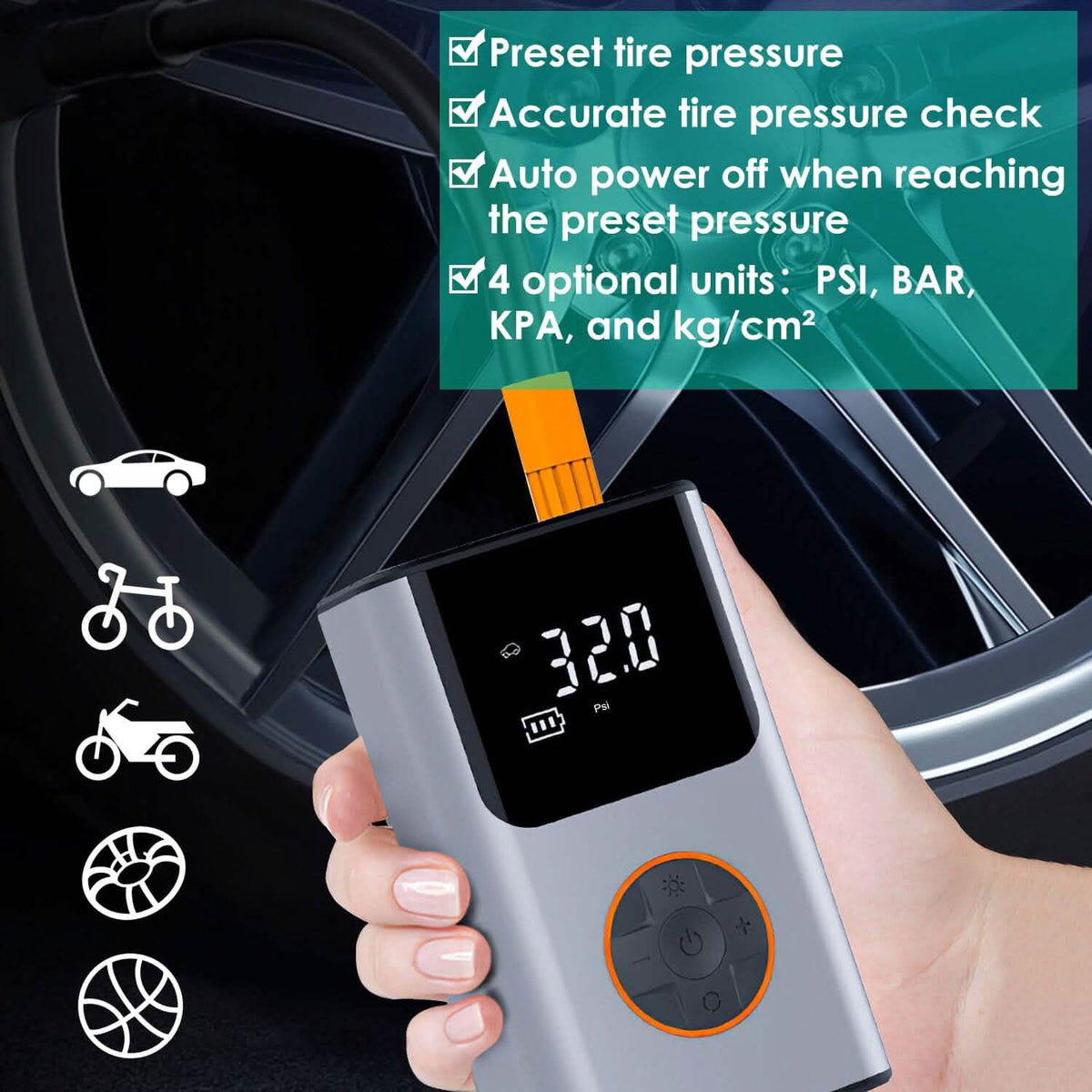 Portable Mini Tire Inflator with Digital Display LED Light - A-1 Thread Vault