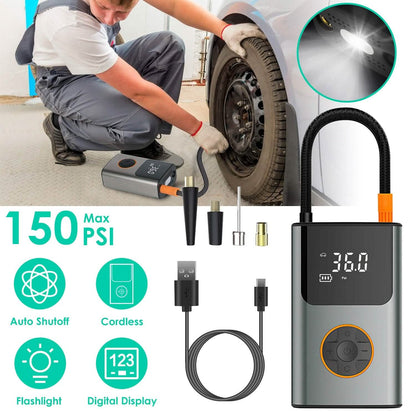 Portable Mini Tire Inflator with Digital Display LED Light - A-1 Thread Vault