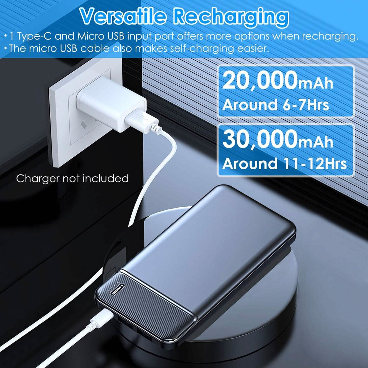 Portable Power Bank Phone Charger with 1 Micro USB Cable - A-1 Thread Vault