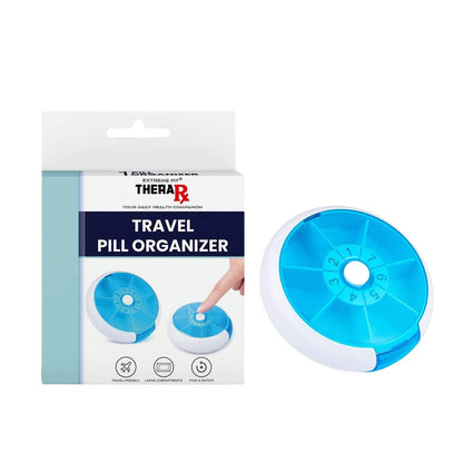 Portable Push Button Rotating Round Case Once A Day Daily Medicine Organizer - A-1 Thread Vault