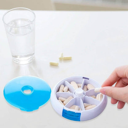 Portable Push Button Rotating Round Case Once A Day Daily Medicine Organizer - A-1 Thread Vault