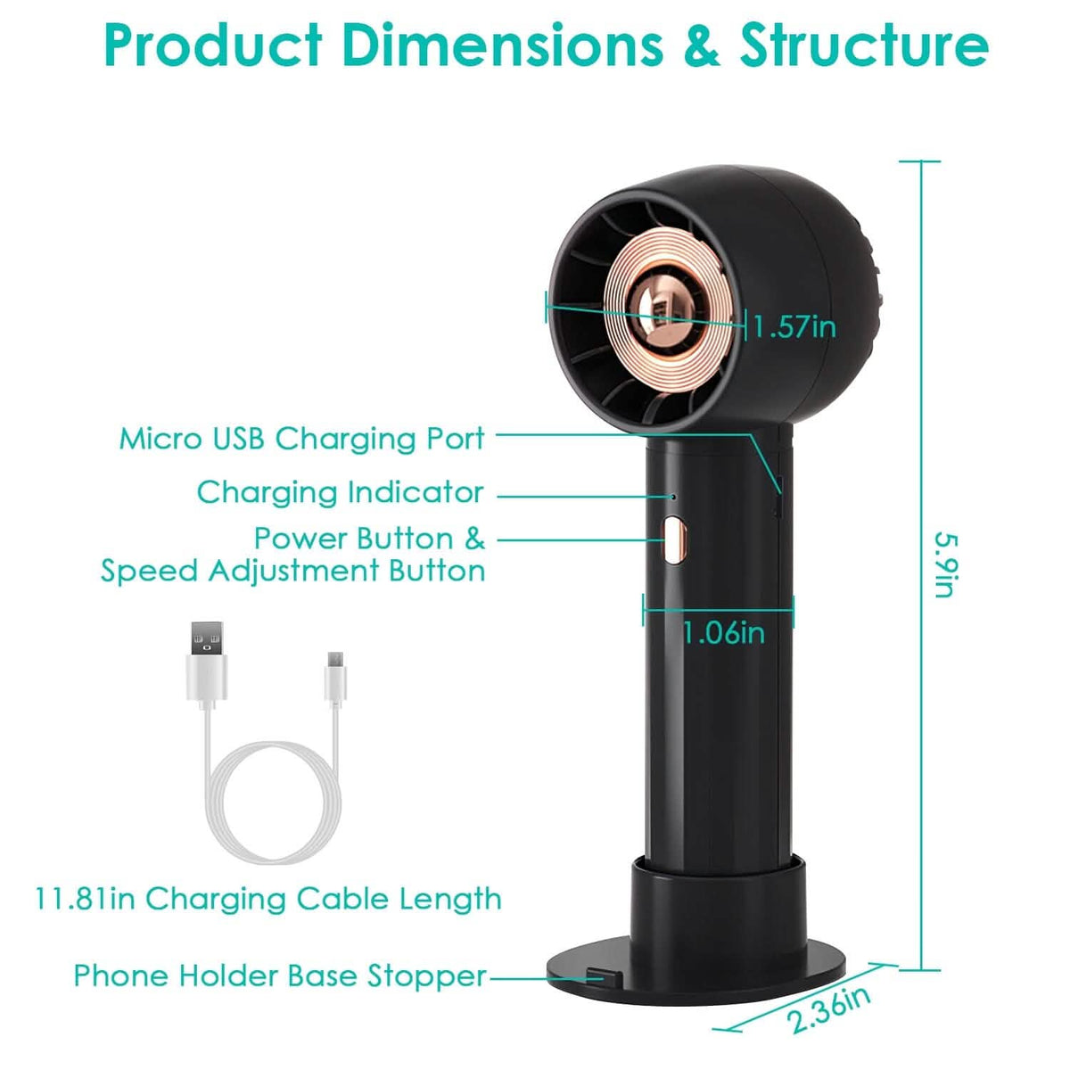 Portable Rechargeable Handheld Fan - A-1 Thread Vault