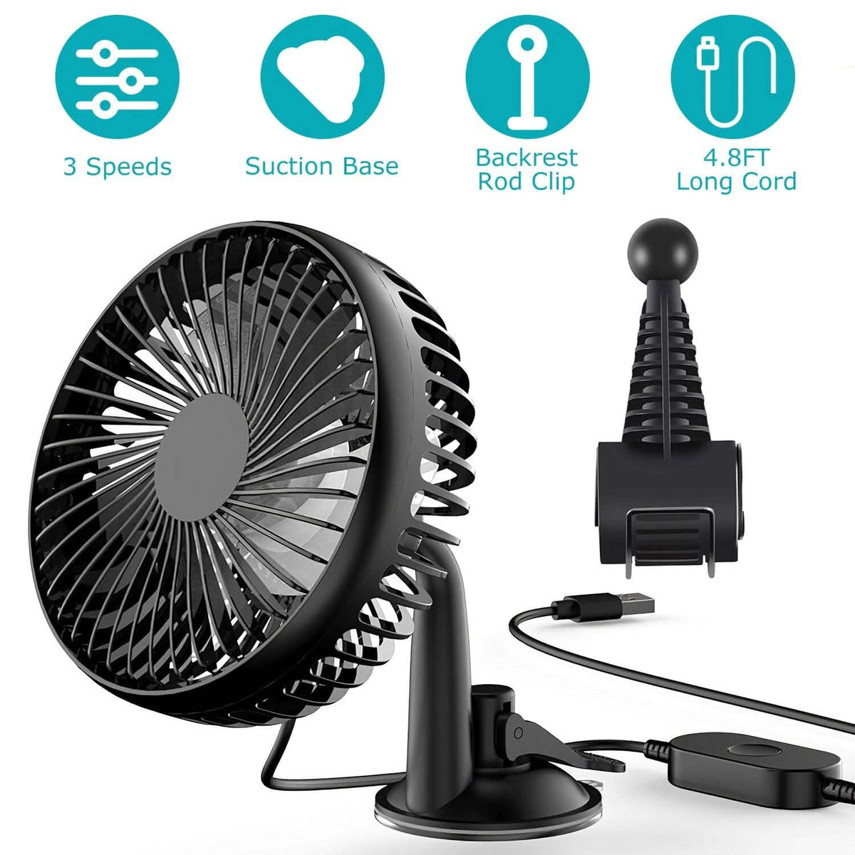 Portable Rotatable Car Cooling Fan - A-1 Thread Vault