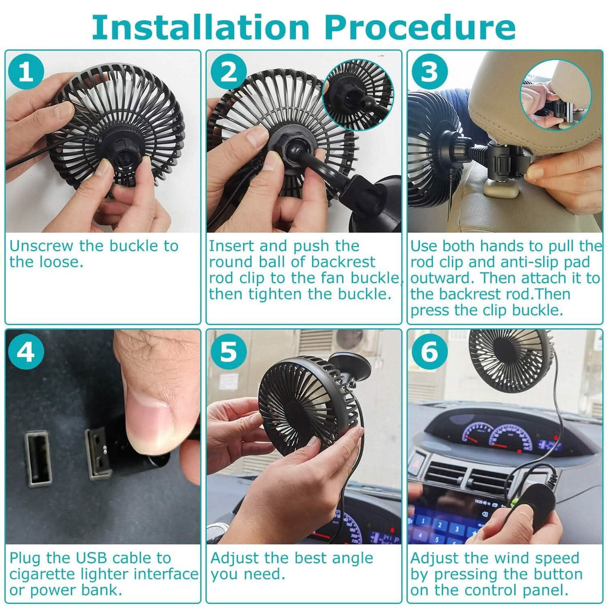 Portable Rotatable Car Cooling Fan - A-1 Thread Vault