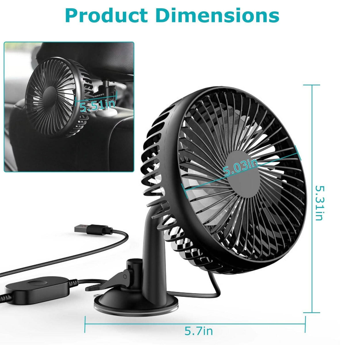 Portable Rotatable Car Cooling Fan - A-1 Thread Vault
