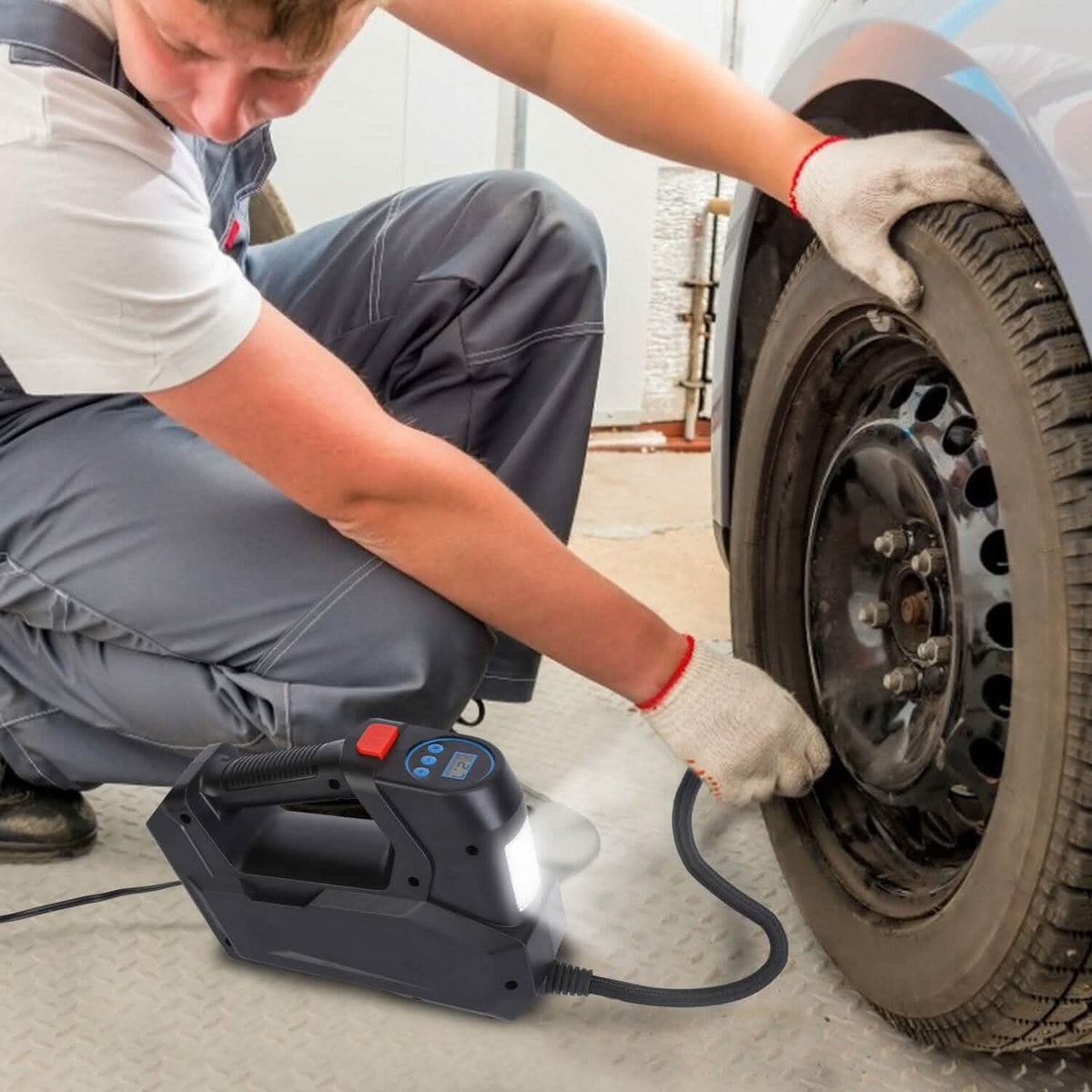 Portable Tire Inflator 120 PSI Maximum 90W Powered Tire Pump with Digital Display LED - A-1 Thread Vault