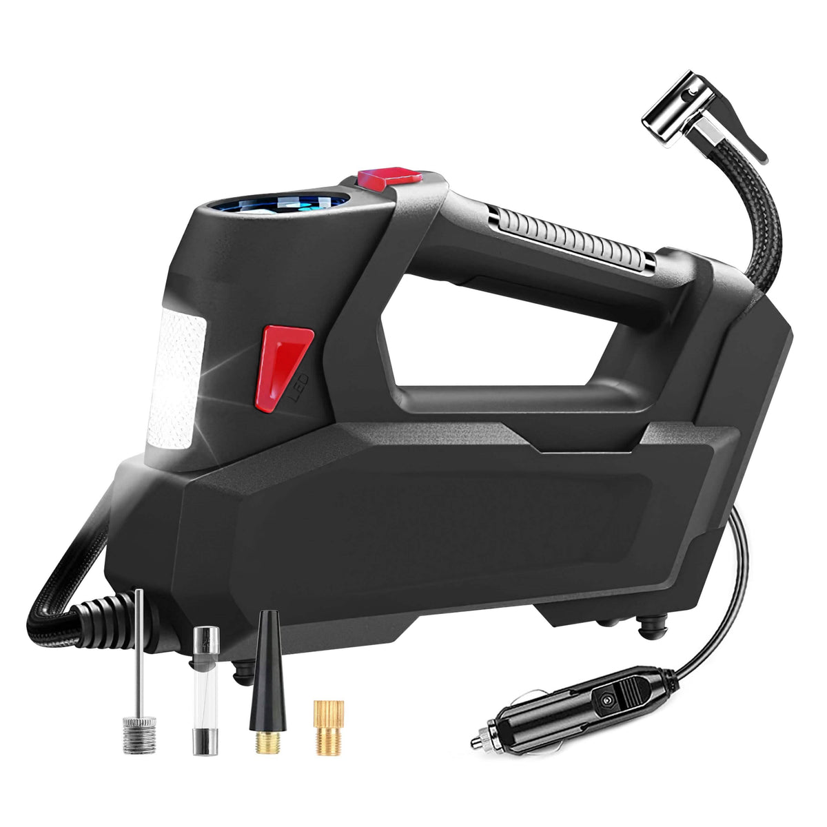 Portable Tire Inflator 120 PSI Maximum 90W Powered Tire Pump with Digital Display LED - A-1 Thread Vault