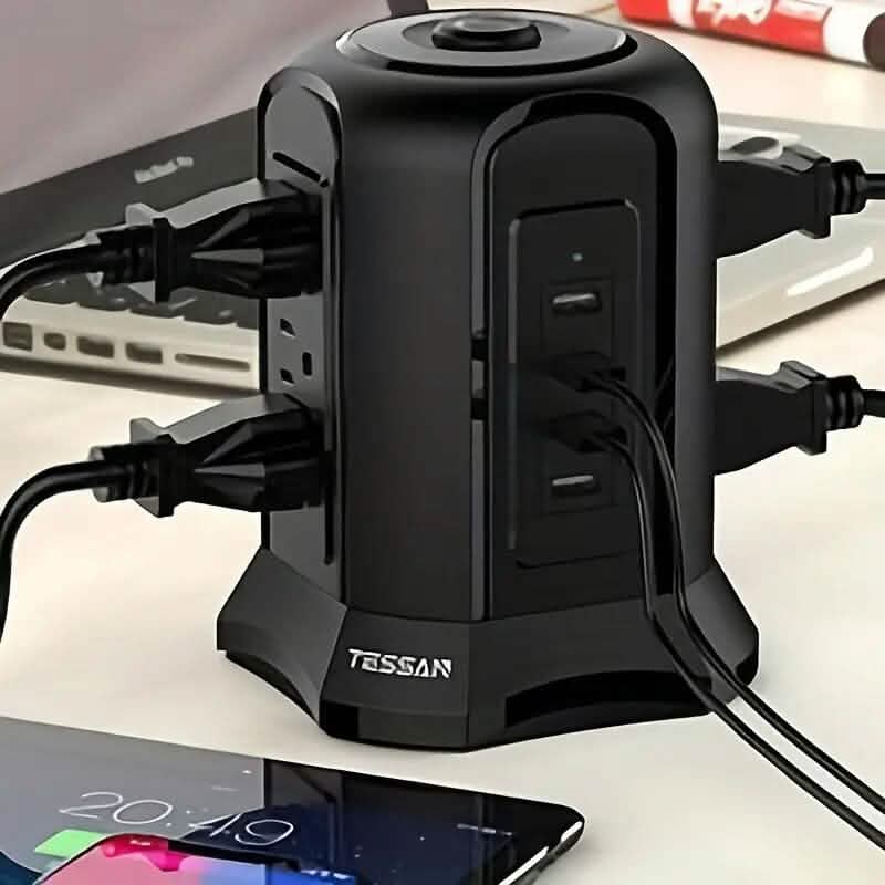 Power Strip Tower with 9 Outlets 4 USB Ports 6.5 Ft. Long Extension Cord - A-1 Thread Vault