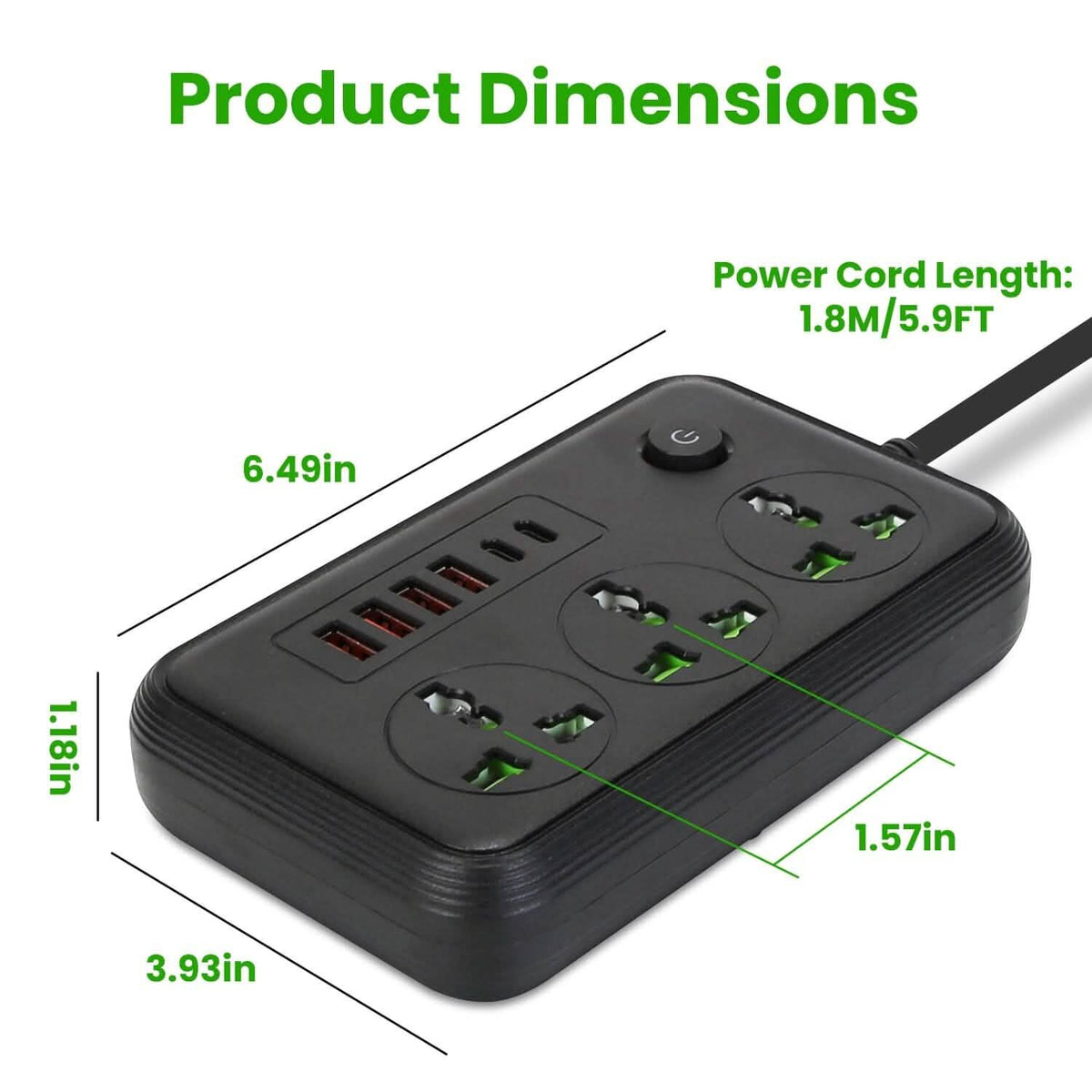 Power Strip with 5.9ft Extension - A-1 Thread Vault