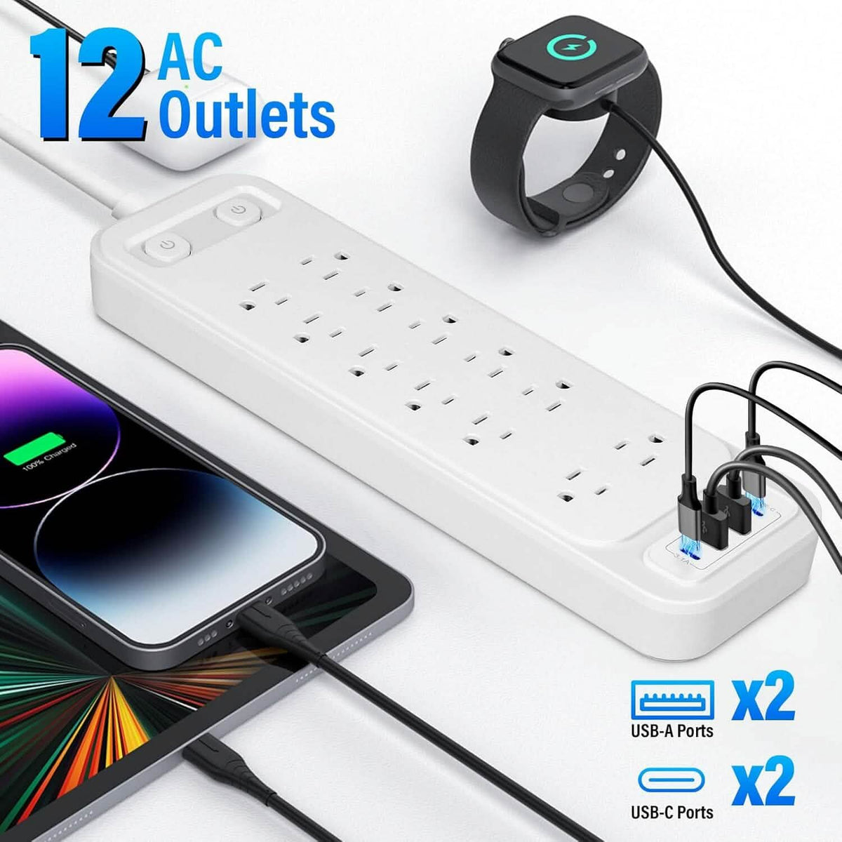Power Strip with Surge Protector Extension Cord - A-1 Thread Vault