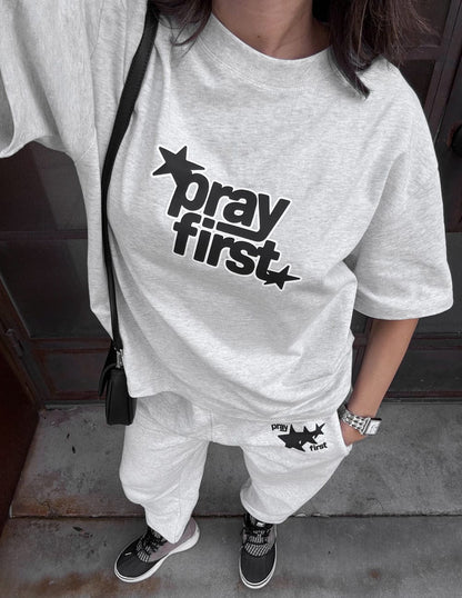 Pray First Heavyweight Tee - A-1 Thread Vault