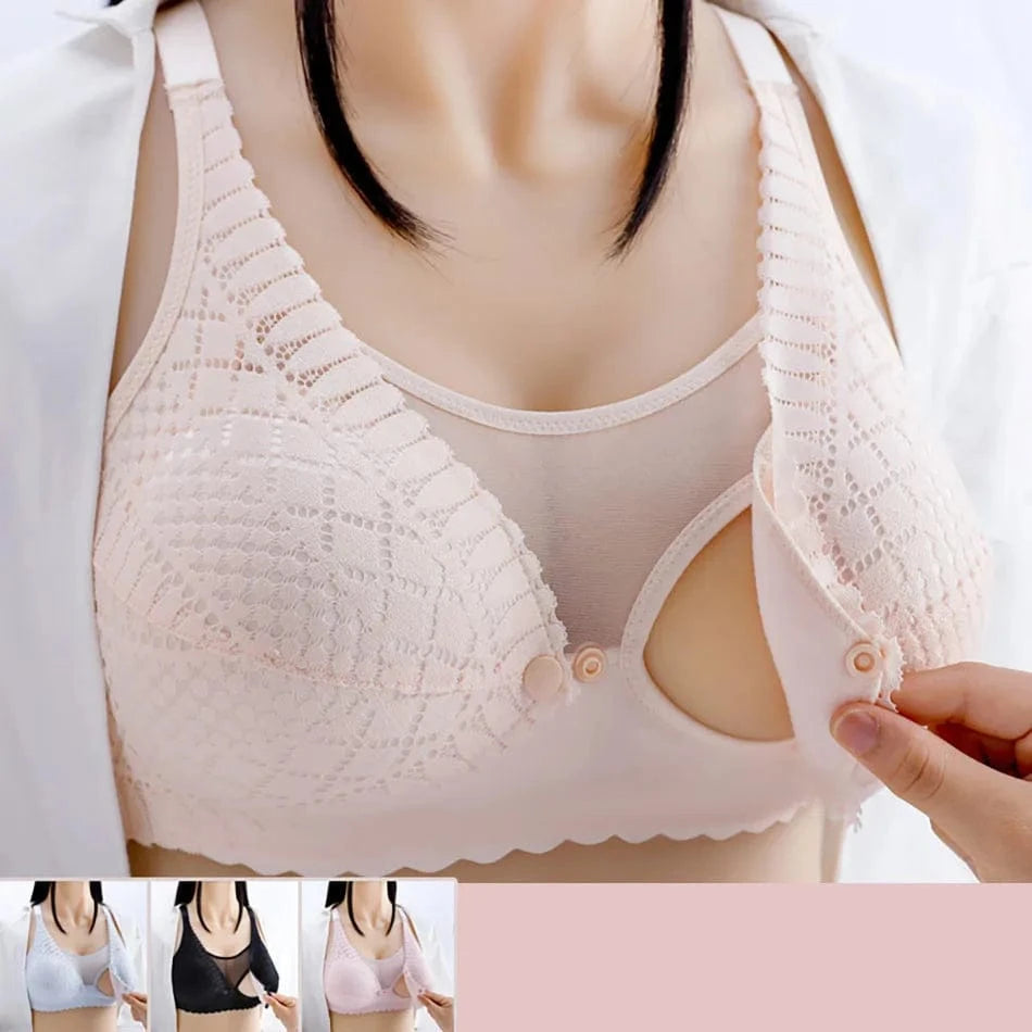 Pregnant Women Front Button Opening Convenient Breastfeeding Bra Comfortable Prevent Sagging Without Steel Rings Women Bra - A-1 Thread Vault