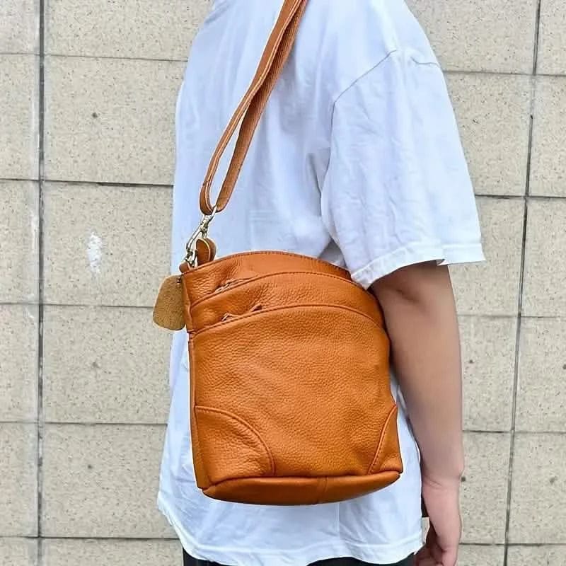 Premium Genuine Cowhide Leather Crossbody Bag - A-1 Thread Vault