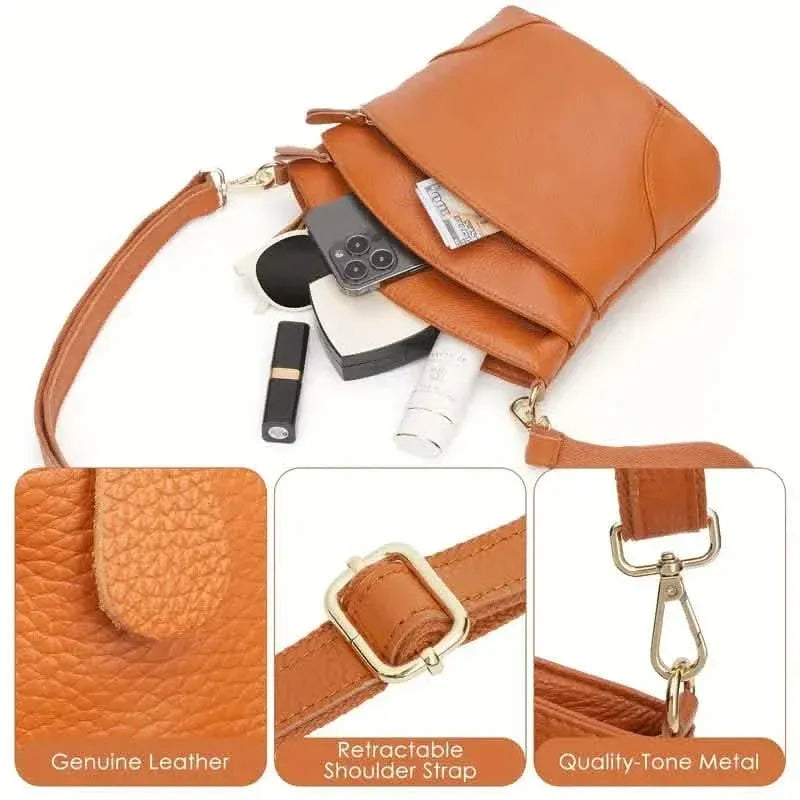 Premium Genuine Cowhide Leather Crossbody Bag - A-1 Thread Vault