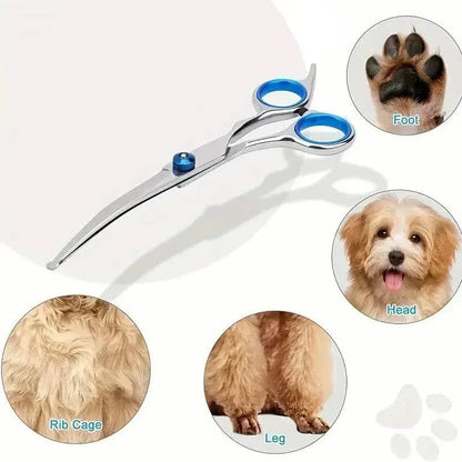 Premium Stainless Steel Grooming Scissors Set for Pet with Safety Round Tip - A-1 Thread Vault