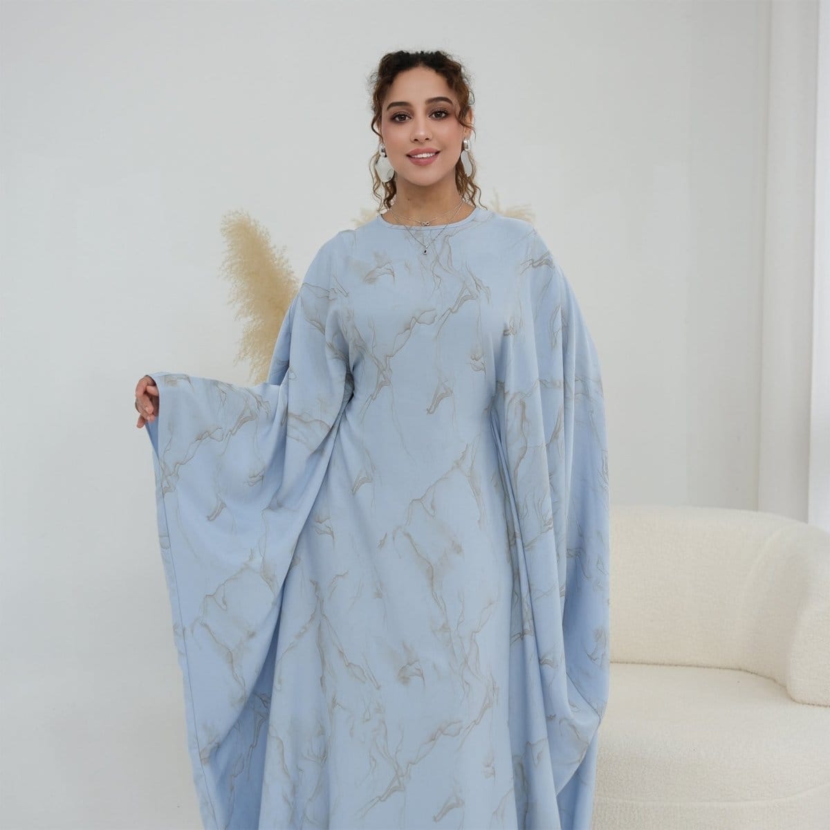 Print Batwing Sleeve Maxi Dress(MA446) - A-1 Thread Vault