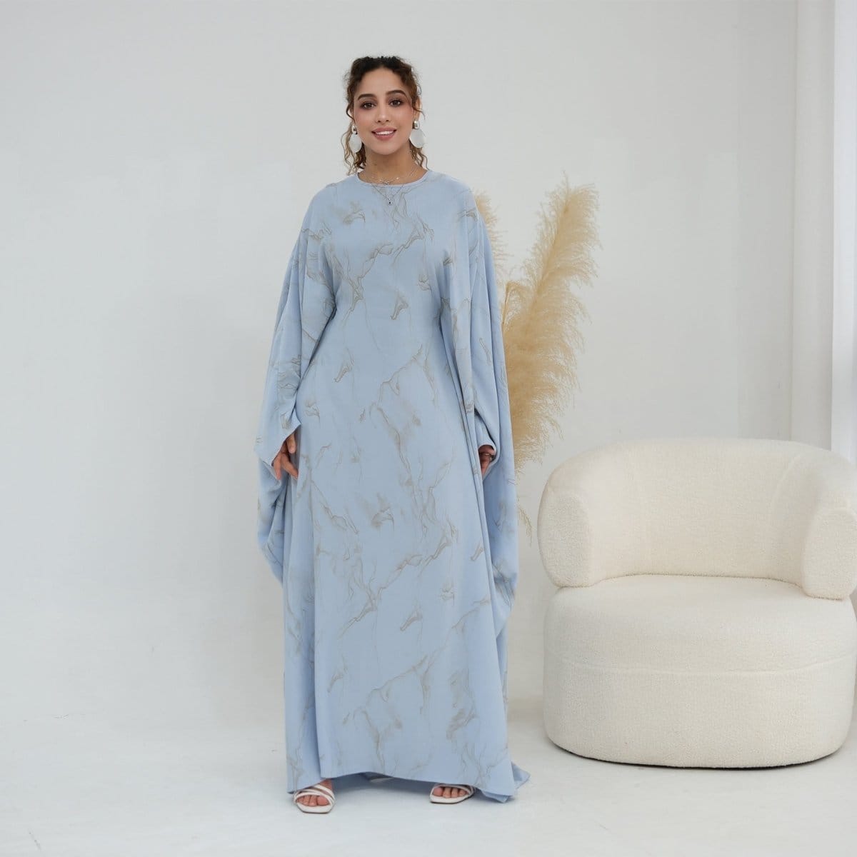Print Batwing Sleeve Maxi Dress(MA446) - A-1 Thread Vault