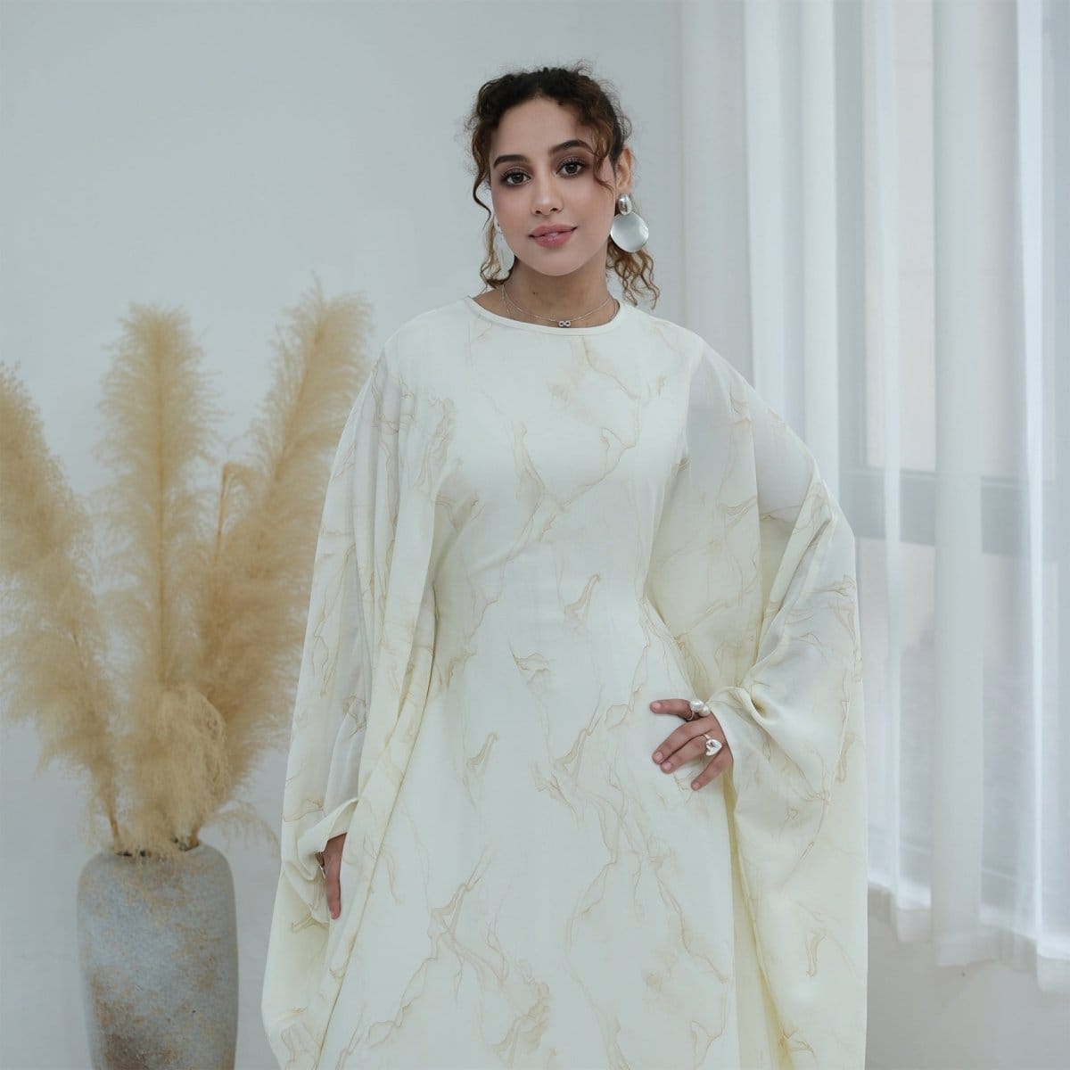 Print Batwing Sleeve Maxi Dress(MA446) - A-1 Thread Vault