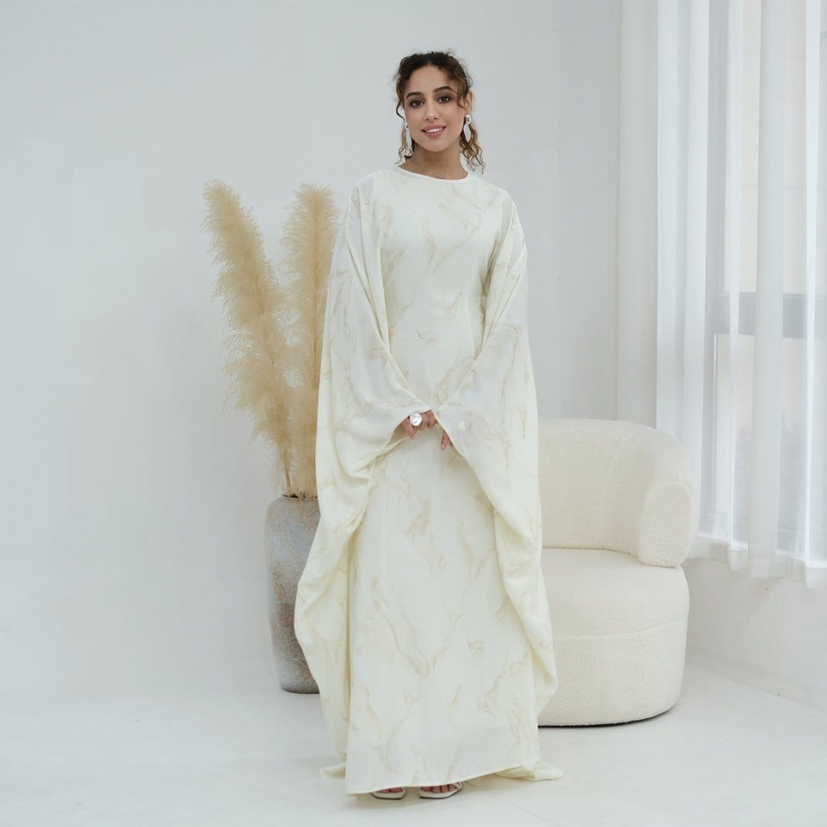 Print Batwing Sleeve Maxi Dress(MA446) - A-1 Thread Vault